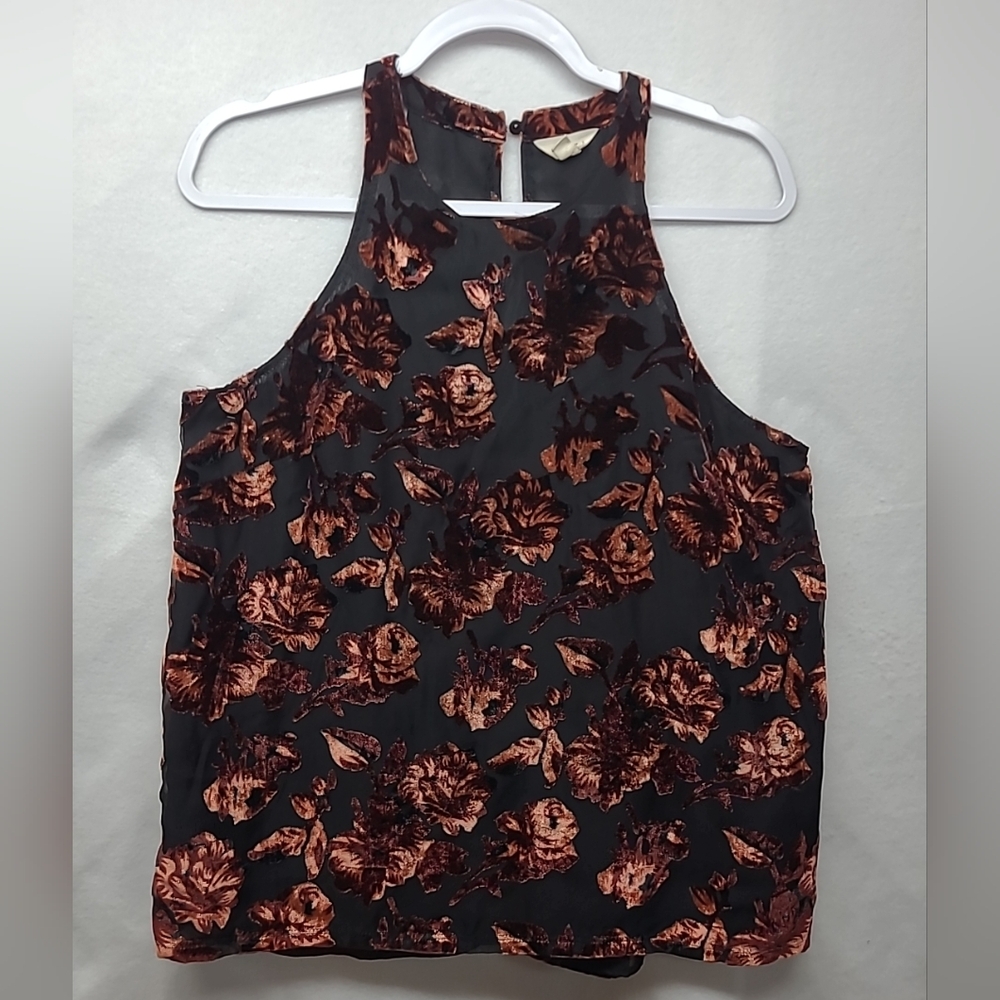 Adiva Ladies Velvet Tank Top Rose Burnout Medium Whimsigoth, Goth Witchy